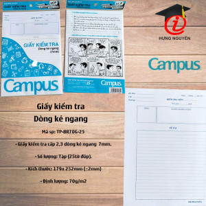 Giấy kiểm tra dòng kẻ ngang 7mm Campus (TP-BR70G-25)